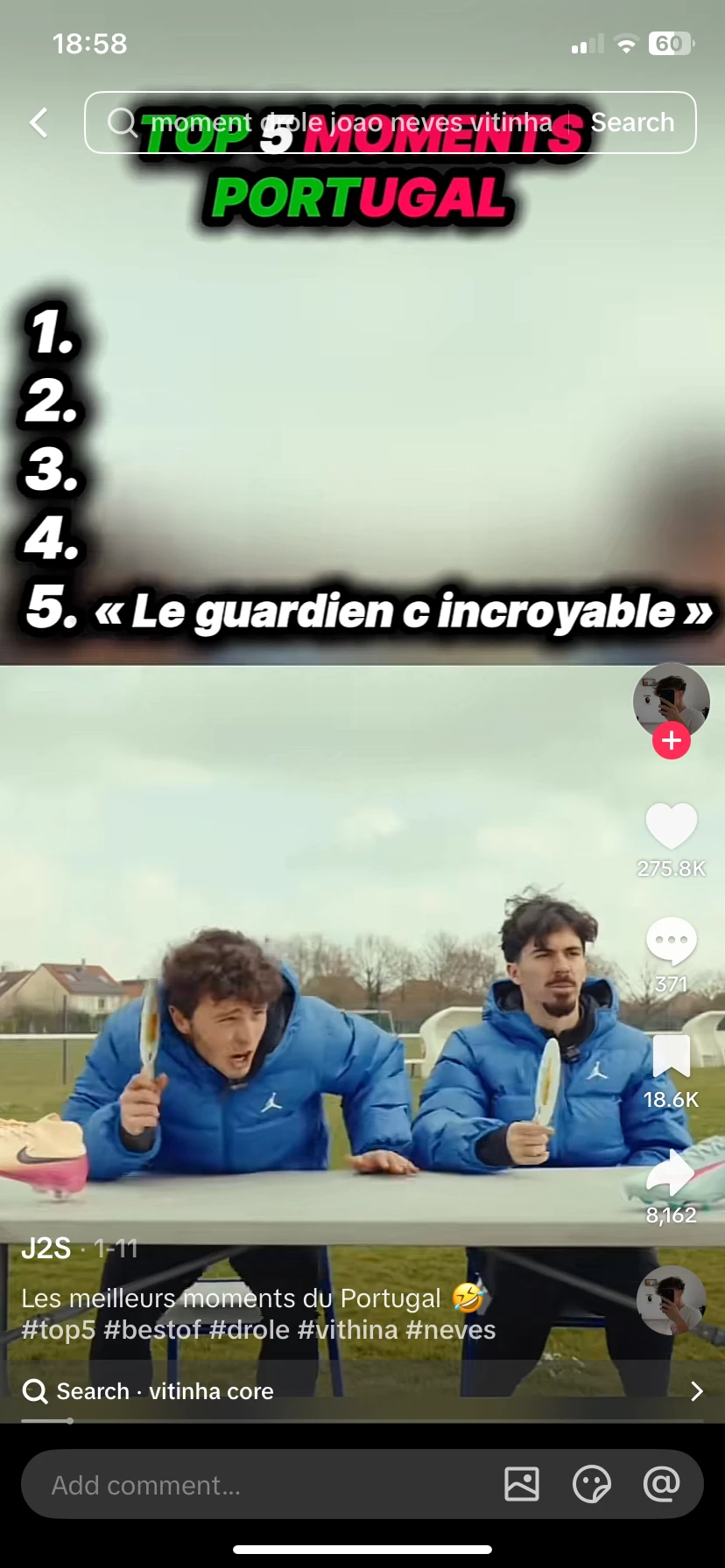 Exemple de TikTok viral au format classement Top 5