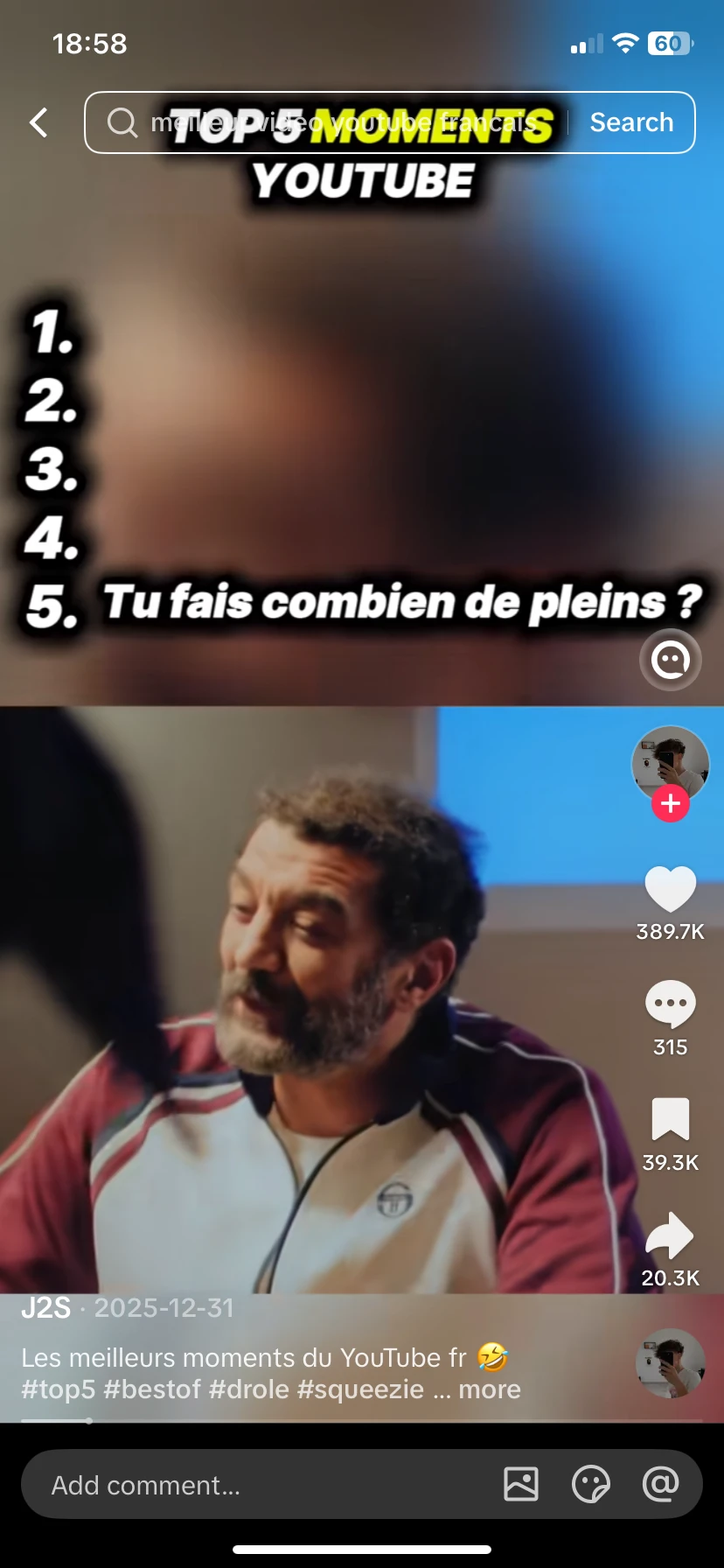 Exemple de TikTok viral au format classement Top 5